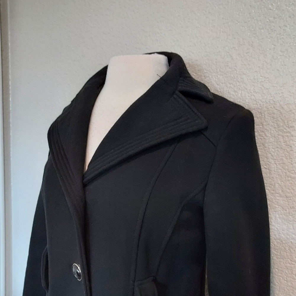 Kenneth Cole Black Button Pea Coat Size Small - Picture 5 of 13